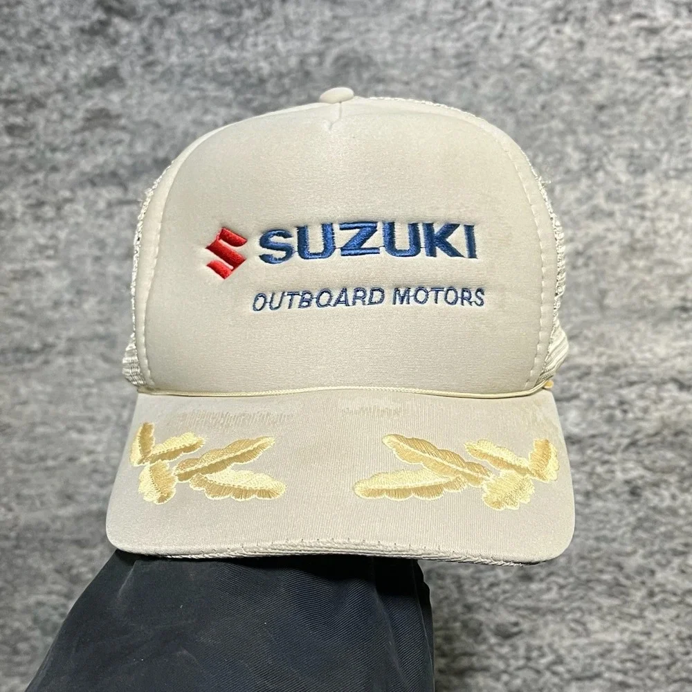 Vintage‎ Suzuki Hat OSFA Gray Motorsport 80s 90s Embroidered Mesh Snap Back